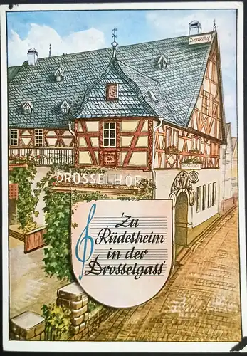 Rüdesheim (Rhein) Drosselgasse DROSSELHOF Leporello-Ausziehbilder 1965 Leporello