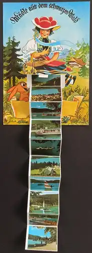 Titisee Schwarzwald Mädchen Mädele mit Leporello-Ausziehbilder 1960 Leporello