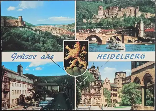 Heidelberg Mehrbildkarte  mit Leporello-Ausziehbilder 1971 Leporello