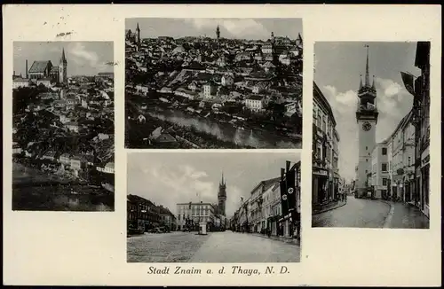 Postcard Znaim Znojmo 4 Bild: Stadtteilansichten 1941  gel. Feldpoststempel 2.WK