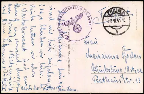 Postcard Znaim Znojmo 4 Bild: Stadtteilansichten 1941  gel. Feldpoststempel 2.WK