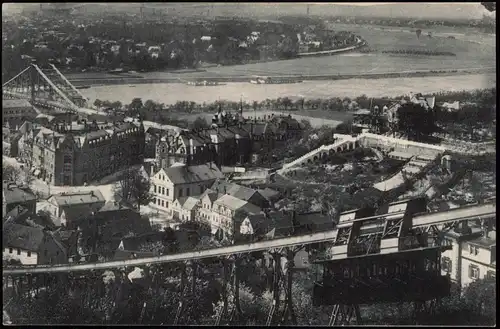 Blasewitz-Dresden Panorama-Ansicht  Berg-Schwebebahn & Blaues Wunder 1917