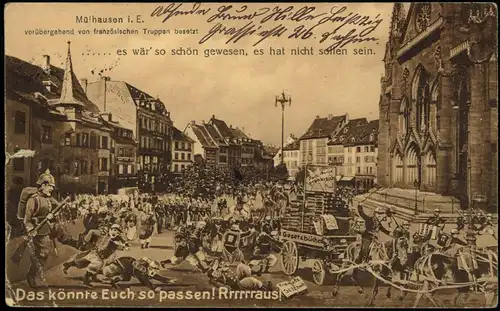 Mülhausen Mulhouse Marktplatz, Besetzung - Patriotika.. Rrrrraus 1914