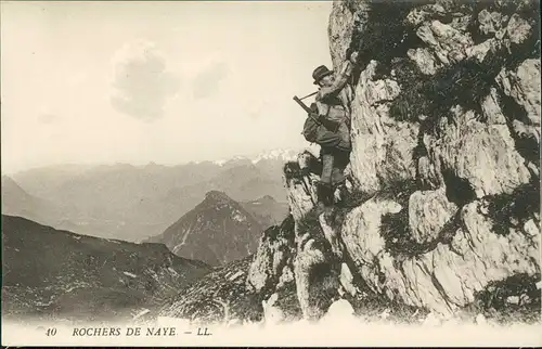 Ansichtskarte .Schweiz ROCHERS DE NAYE, Bergsteiger, Kletterer 1910