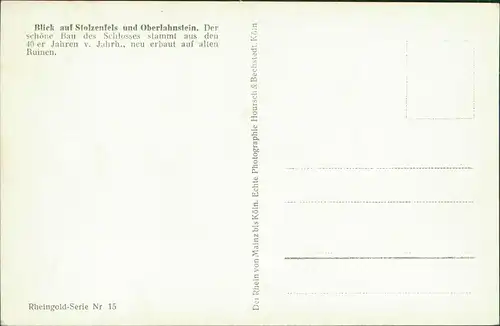 Stolzenfels-Koblenz Blick auf Stolzenfels und Oberlahnstein 1920