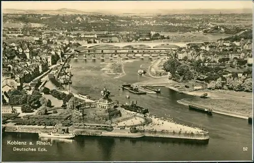 Ansichtskarte Koblenz Panorama-Ansicht Deutsches Eck Rhein Mosel Flüsse 1935
