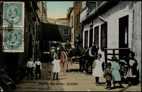 Postcard Québec Sous-le-Cap Street, Kutsche 1911