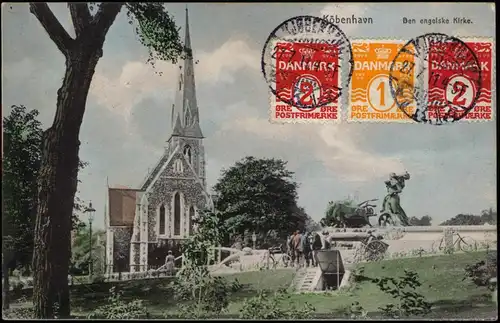 Postcard Kopenhagen København Den engelske Kirke. 1911