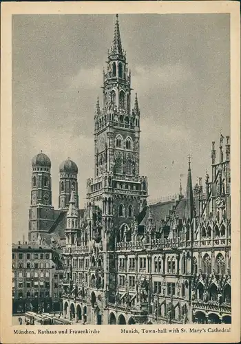 Ansichtskarte München München, Rathaus und Frauenkirche 1950