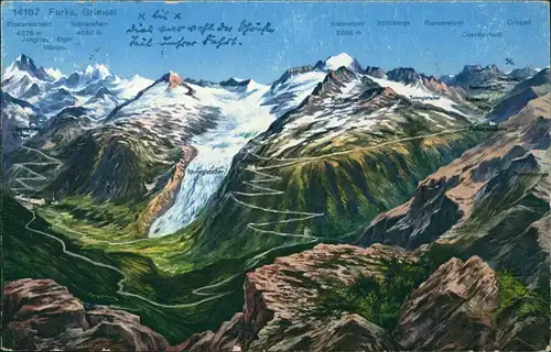 Ansichtskarte Oberwald-Obergoms Furka Grimsel Umland-Ansicht 1937