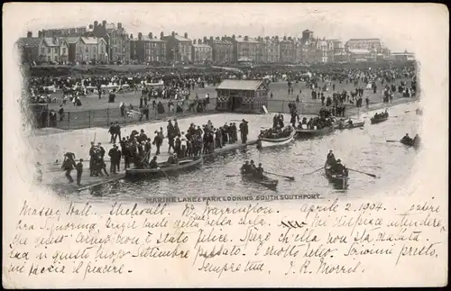 Postcard Southport Marine Lake & Park looking 1904