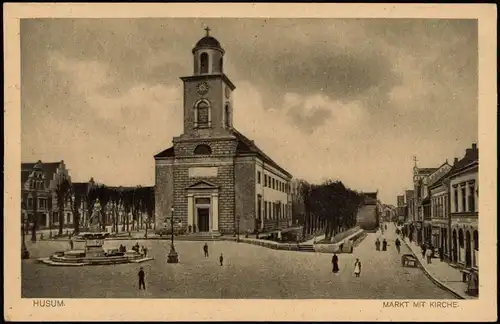 Ansichtskarte Husum MARKT MIT KIRCHE 1910