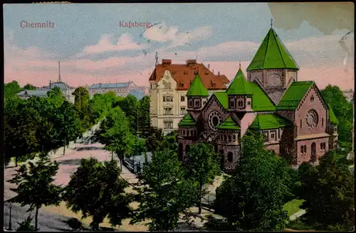 Ansichtskarte Chemnitz Stadt-Panorama mit Kafsberg 1910