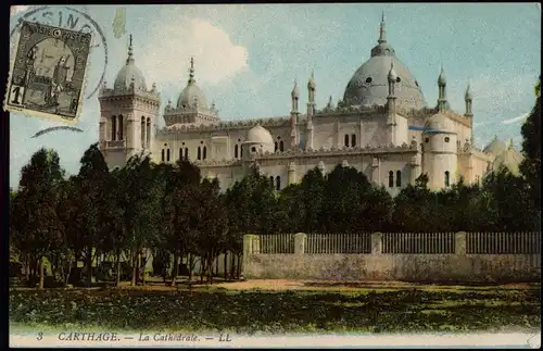 Postcard Karthago CARTHAGE La Cathédrale Kirche 1920