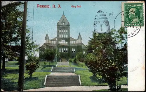 Postcard Passaic Ortsansicht, City Hall Building 1911
