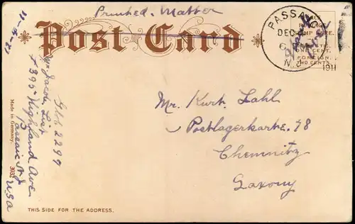 Postcard Passaic Ortsansicht, City Hall Building 1911