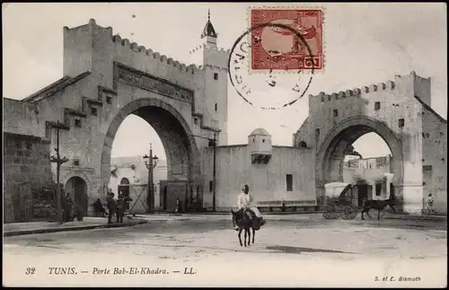 Postcard Tunis تونس Porte Bab-El-Khadra 1910