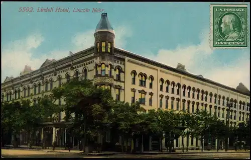 Postcard Lincoln Ortsansicht, Straßen Partie am Lindell Hotel 1920