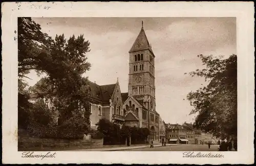 Ansichtskarte Schweinfurt Kirche Partie in der Schultesstrasse 1936
