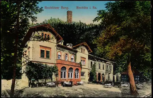 Ansichtskarte Rochlitz Stadtteilansicht Gaststätte Rochlitzer Berg 1929