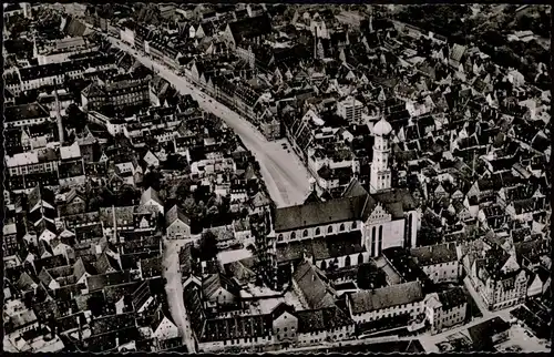 Ansichtskarte Augsburg Luftbild Innenstadt vom Flugzeug aus 1955
