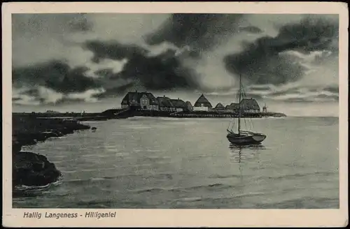 Langeneß Langeness Hallig Hallig - Hilligenlei, Friesland Gewitterstimmung 1914