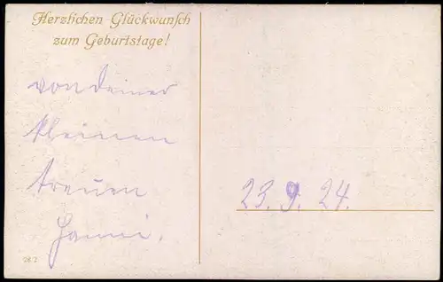 Glückwunsch Geburtstag Birthday Stillleben Hummer Braten Wein 1924