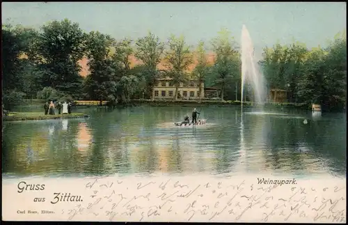 Ansichtskarte Zittau Weinaupark, Restaurant - Fontaine 1901