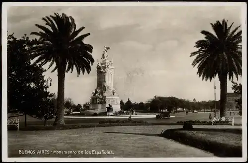 Postcard Buenos Aires Monumento de los Españoles. 1933  gel. Briefmarke