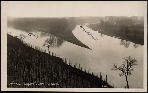 Postcard Melnik Mělník Spojeni Labe s Vltayou - Fotokarte 1929