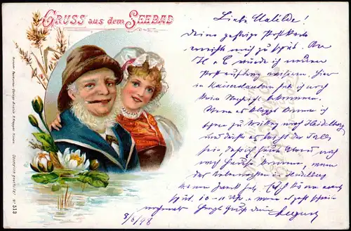 Ansichtskarte  Trachten/Typen Gruss aus dem Seebad - Fischr Litho AK 1898