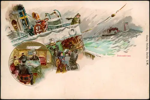 Litho AK Schiffe Dampfer Steamer Schneebrise Kajüte Mehrbild 1902