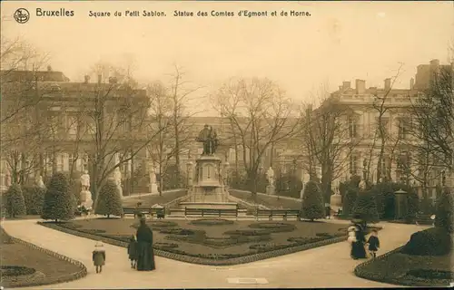 Brüssel Bruxelles Square du Petit Sablon Statue des Comtes d'Egmont 1914