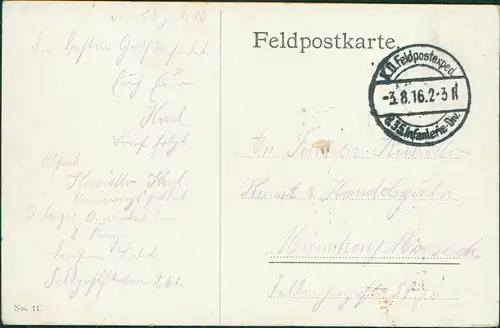 Ansichtskarte  Feldpostkarte 1. WK  1916   Feldpoststempel  35. Infanterie-Div.