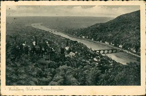 Ansichtskarte Heidelberg  vom Rindenhäuschen 1939   2. Weltkrieg Feldpost