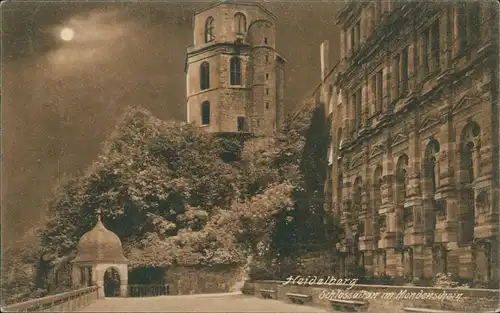Ansichtskarte Heidelberg Heidelberger Schloss im Mondschein 1911