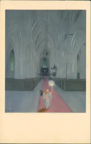 .Dänemark - Dänische Kirche Innenansicht (Künstlerkarte) 1952
