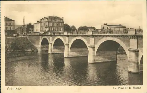 CPA Épernay Le Pont de la Marne, Marne Brücke 1920