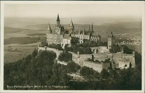 Ansichtskarte Hechingen Burg Hohenzollern vom Flugzeug aus gesehen 1940