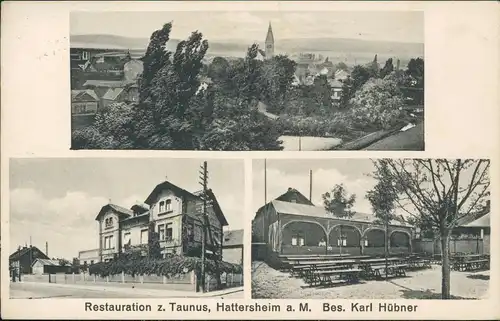 Ansichtskarte Hattersheim am Main 3 Bild: Restauration z. Taunus 1931