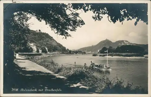 Ansichtskarte Rolandseck-Remagen Flusspromenade, Fahrgastschiff 1930