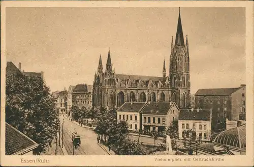 Ansichtskarte Essen (Ruhr) Viehoferplatz - Straßenpartie 1928