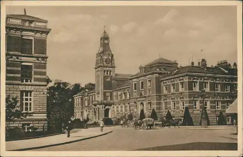 Ansichtskarte Darmstadt Technische Hochschule, Pferdefuhrwerke 1930