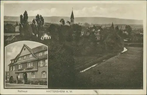 Ansichtskarte Hattersheim am Main 2 Bild: Stadtpartie und Rathaus 1928