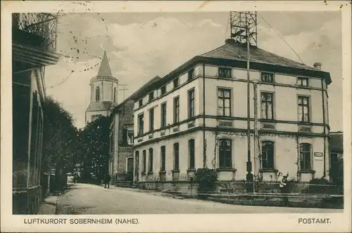 Ansichtskarte Sobernheim Straßenpartie am Postamt 1929