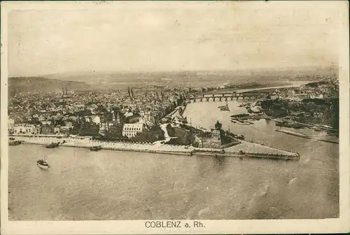 Ansichtskarte Koblenz Blick auf das deutsche Eck - Blick in die Ferne 1929