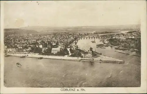 Ansichtskarte Koblenz Deutsches Eck 1929  gel. Stempel Koblenz