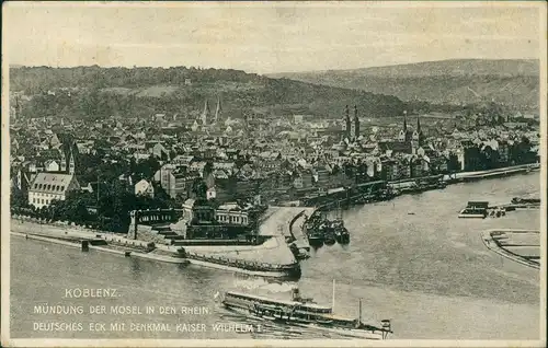 Ansichtskarte Koblenz Deutsches Eck - Frontal, Dampfer Flußbadeanstalt 1928