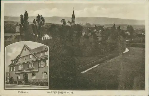 Ansichtskarte Hattersheim am Main 2 Bild: Stadtpartie, Rathaus 1929