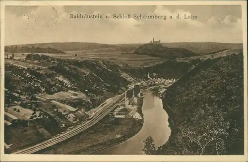 Ansichtskarte Balduinstein Blick in das Tal - Fabrikanlage 1922